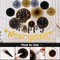 Gold Black Happy New Year Party Decorations with Happy New Year Banner Paper Fans Tissue Pom Poms Decorations New Year Eve Party Supplies 2025